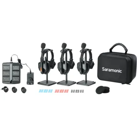 SARAMONIC WITALK9 WT3S 3-PERSON FULL-DUPLEX 1.9GHZ WIRELESS HEADSET INTERCOM SYSTEM W/ CARRY CASE WITALK9 WT3S