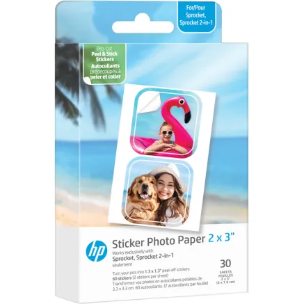 HP SPROCKET ZINK PAPER LUNA 30-PACK 2X3 PRE-CUT 1,3X1,3 STICKER HPIZ2X330C