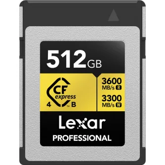 Memory Cards - LEXAR CFEXPRESS 4.0 PRO GOLD R3600/W3300 512GB LCXEXP4512G-RNENG - quick order from manufacturer