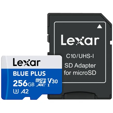 LEXAR MICROSDHC BLUE PLUS UHS-I WITH SD ADAPTER, UP TO 170MB/S READ C10/A2/U3 (V30) 256GB LMSBLPL256G-BNANG