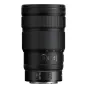 Artimas Nikon Nikkor Z 24-70mm f/2.8 S II objektyvo vaizdas, kuriame matomi fokusavimo ilgio indikatoriai (70, 50, 35), L-Fn mygtukas, S-Line ženklas ir diafragmos valdymo jungikliai su užrašais 'Pilnas'/'Ribotas' ir 'A'/'M'. Ob