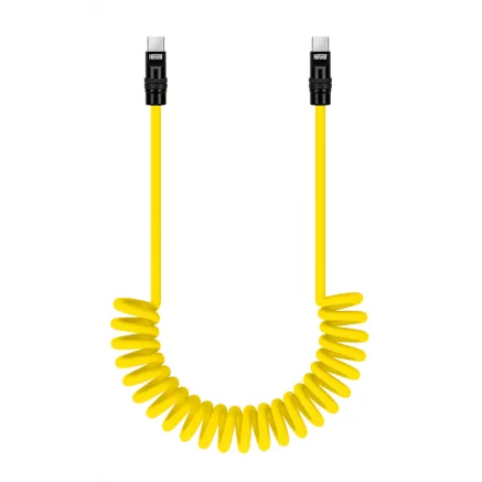 Newell USB-C - USB-C 100 W cable, 2 m, Silicone, Spiral, Yellow-Black