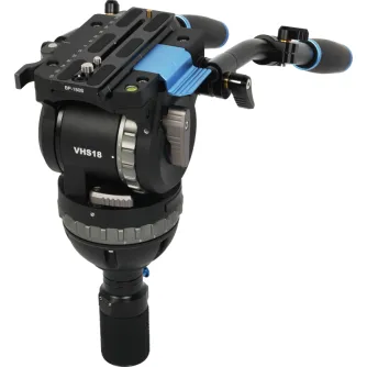 Sirui VHS18 profesinis fluidinis video galvas su 100 mm puslapis, pėdsų įkrovimo plokšnė ir 10‑žemiai kontrapate, 1,5‑18 kg įkeliama, baltą fona