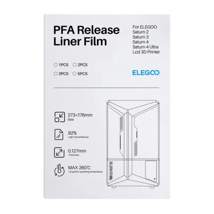 PFA Film for ELEGOO Saturn 4 / Saturn 4 Ultra - 5 pieces, 0.127mm thickness,