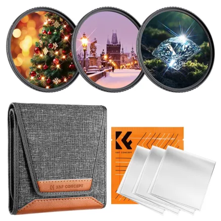 K&F Concept 55MM Star Filters 3pcs Set 4+6+8 Points