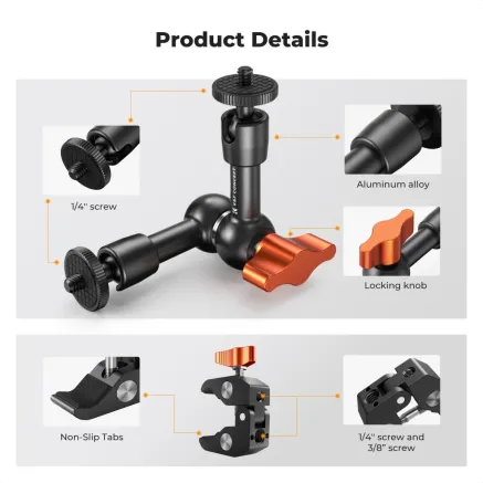 K&F Concept 6-inch Adjustable Magic Arm with Super Clamp