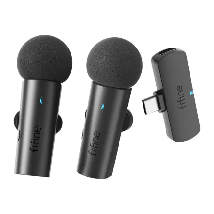 Fifine M8 wireless tie microphone set 2pcs black