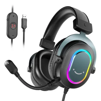 Fifine H6 gaming headphones black - 50mm drivers, 7.1 surround sound, USB connec