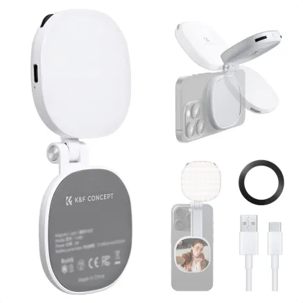 K&F Concept Magnetic Selfie Light with 360 Rotation & Mirror