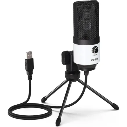 Fifine K669BW USB Microphone - 20Hz-20kHz, -43dB sensitivity, cardioid