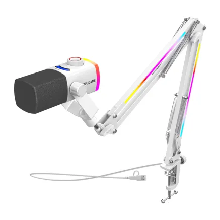 Fifine AM8PROTW dynamic microphone with boom arm white