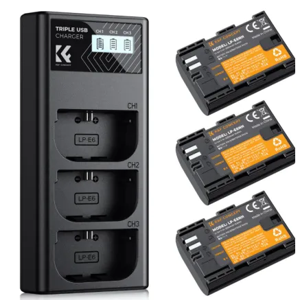 K&F Concept K&F LP-E6NH KF28.0039V1 Camera Battery 2250mAh 3-pack Charger