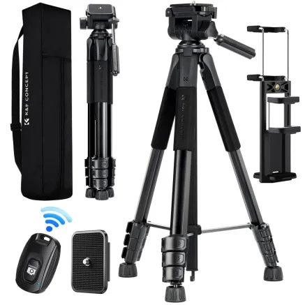 K&F Concept S254A3+BV0 Tripod - Lightweight, adjustable from 19 to 68 cm, supports 