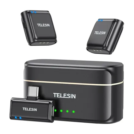 TELESIN bevielis kaklo mikrofonas + powerbank telefonams (USB-C)