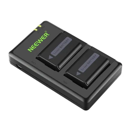 Sony NP-FW50 batteries and NEEWER charger - 2 batteries, 1100 mAh capacity