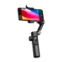 AOCHUAN XE stabilizatorius su RGB apšvietimu, laikantis išmaniojo telefono stabiliai vaizdo įrašymui, su valdymo disku ir išskleistu rankena profesionaliems kadrams