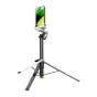 AOCHUAN M3 Pro stabilizatorius su RGB apšvietimu ir išmanusis telefonas, montuojamas ant tvirto stovo, skirtas stabiliam vaizdo filmavimui