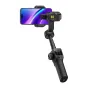 AOCHUAN S3 stabilizatorius su AI jutikliu ir prijungtu išmaniuoju telefonu, rodomas liečiamasis ekranas ir išskleista rankena stabiliam vaizdo filmavimui