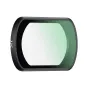 Artimas JJC F PK4WA filtro vaizdas DJI Osmo Pocket 4/3, su žaliai tonuota objektyvu ir juodu rėmu, pagamintu iš aukštos kokybės optinio stiklo.
