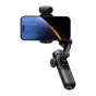 AOCHUAN X Pro gimbal stabilizatorius su įmontuotu telefonu, rodomas priekinis rankenos valdymas, OLED ekranas ir AI sensorius profesionaliam 3 ašių stabilizavimui