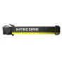Nitecore HC75 UHE šviestuvas su juoda ir geltona reguliuojama juosta, turinčia saugų užsegimą ir ryškų gamintojo logotipą.