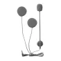 EJEAS HIFI-M motociklo šalmo ausinės su 3.5mm jungtuku V6pro+ interkomui, turinčios tris apvalias juodas ausų pagalvėles ir patvarių laidų sistemą aiškiai garso ir stabiliai ryšiai