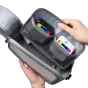 Ulanzi BP15 SeeClear Tech Pouch L 2.6L su skaidri matomais skiltimis, kuriose matomi techniniai priedai, matine TPU medžiaga ir dviguba uždarymo zip užraktė
