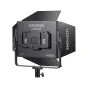 Godox LP600R 60W RGB LED šviesos panelis su difuziniu skydeliu, juodos spalvos, priekinis vaizdas su valdymo panele ir kablių montavimo įtaisu