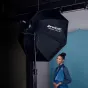 Westcott FJ400 SE studijos blizgesys 400Ws su ClickBox Octa 42 minkšto šviesos skydeliu profesionalioje fotografijos studijoje