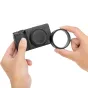 JJC AR GR4 aliuminio objektyvo adapteris Ricoh GR IV kamerai su Ricoh GW 4 objektyvo suderinamumu - artimas adapterio ir kameros objektyvo asamblėjos nuotrauka