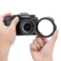 JJC LH XF1333 objektyvo skliautas Fujifilm XC 13-33mm objektyvui su aliuminio adapteriu, juodas ABS medžiagos, 49 mm filtrų suderinamumas, matinė vidinė apdaila