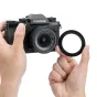 JJC LH XF1333 objektyvo gaubtas Fujifilm XC 13-33mm objektyvui su aliuminio adapteriu, juodas ABS medžiaga, 49 mm filtrų suderinamumas