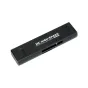 JJC CR UCL1 greito veikimo daugiafunkcinis kortų skaitytuvas su USB-A, Lightning ir USB-C prijungimais, elegantiškas juodas dizainas