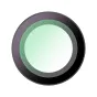 JJC F XHFUV magnetinis UV filtras Fujifilm X Half kameroms - apvalus filtras su tamsiu išoriniu žiedu, žalsvu viduriniu juostu ir šviesiu vidiniu ratu, pabrėžiantis jo sluoksniuotą struktūrą ir magnetinį kraštą.