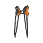 BlackRapid Double X Extra Comfort dvigubas fotoaparato diržas su papildomomis oranžinėmis peties pagalvėlėmis ir dviem karabinais kameroms tvirtai užfiksuoti