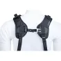 BlackRapid Double X Extra Comfort kamerų juosta su minkštais pečių diržais ir dviem karabinais kameroms tvirtai užfiksuoti.