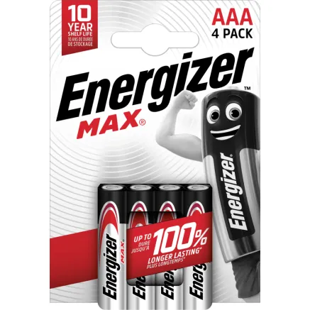 ENERGIZER Max AAA 4 Pack - Long-lasting power, 10 years shelf life
