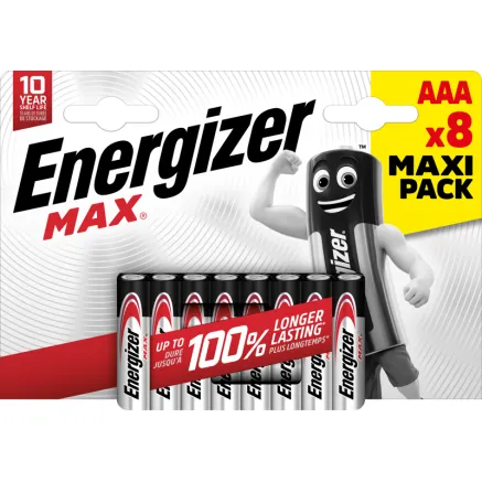 ENERGIZER Max AAA 8 Pack - Long-lasting power, holds charge for 10 years