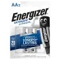 Energizer Ultimate Litijaus AA baterijų paketas (2 vnt.) su 20 metų saugojimo laikotarpiu, užtikrinantis ilgiausią energijos tiekimą skaitmeniniams fotoaparatams ir žaidimų įrenginiams.