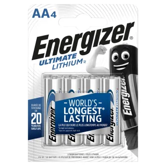 Energizer Ultimate Lithium AA baterijų 4 paketas su ilgaamžiu energija, 20 metų saugojimo laikas, tinkamas aukštųjų technologijų įrenginiams. Energizer Ultimate Lithium AA baterijų 4 paketas su ilgaamžiu energija, 20 metų saugojimo laikas, tinkamas aukštųjų technologijų įrenginiams.