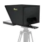 Ikan Aura POE++ PTZ NDI teleprompteris su 19 colių monitoriumi ir atidarytu dangteliu, montuojamas ant statyvo profesionaliam vaizdo gamybai