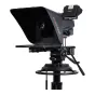 Fortinge ERA LITE 19 teleprompteris su Panasonic kamera, montuojama ant Vinten skysčio galvos statyvo studijai, šono vaizdas