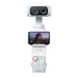 Insta360 Luna Ultra Creator Bundle Stellar White su dviguba objektyvu kamera su Leica ženklu, nuimamu 2 colių OLED ekranu, rodančiu tiesioginį 8K vaizdo peržiūrą, ir valdymo pultu su mygtukais bei oranžiniu maitinimo indikatoriu