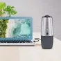 Coolpo Pana 360 konferencijų kamera su USB jungtimi, plug-and-play nustatymu, prijungta prie nešiojamojo kompiuterio vaizdo skambučiams.