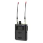 Deity THEOS DIFB skaitmeninis IFB imtuvas, 550-960 MHz derinimas, dvi vertikalios antenos, mažas ekranas, maitinimo mygtukas, užrakintas 3.5 mm ausinių lizdas, juodas metalinis korpusas, matomas prekės ženklas ir modelis, įrengi