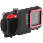 SeaLife SportDiver SL400-U poilsio vandens išmaniojo telefono korpusas su dideliu skaidriu priekiu, demonstruojantis tvirtą polikarbonato ir metalo konstrukciją, tinkamas gylis iki 40m (130ft).