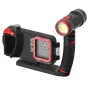 SeaLife SportDiver Pro 2500 požeminis įrenginys su prijungtu 2500 lumens Sea Dragon LED šviestuvu, su įmontuotu smartphone ekrano saskarne ir tvirtu polikarbonato korpusu iPhone ir Android įrenginiams