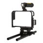 Ikan Cage Kit Panasonic GH4 su apverčiama viršutine rankena, 15 mm strypais ir LED šviestuvo tvirtinimu – tvirtas aliuminio kameros rėmas be įrankių montavimui