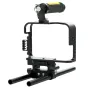 Ikan Panasonic GH4 kameros kėdė su apverčiama viršutine rankena, 15mm aliumininiais strypais ir pagrindine plokšte – beįrankinė montavimo sistema