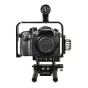Ikan Panasonic GH4 kameros krepšelis su apverčiama viršutine rankena, šaltinio montavimo vieta ir 15mm aliumininiais strypais - viršutinė vaizdas